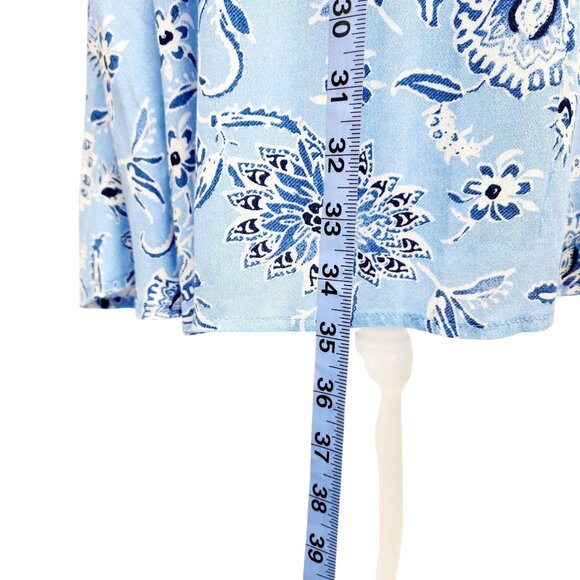 Blue Floral Halter Neck Sleeveless Midi Dress With Lace-Up Back Size M - Picture 9 of 10